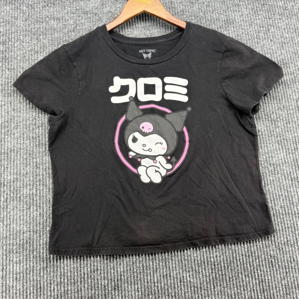 Hot Topic Shirt Women Large Black Excellent Kuromi Sanrio Graphic Tee SIL-34708